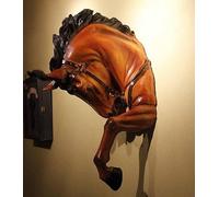 Statuetta a busto di testa di cavallo, decorazione murale animale in resina stile retrò, scultura da parete sospesa in stile astratto, ornamento decorativo a testa di cavallo per soggiorno