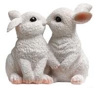 Statuetta a forma di coniglietto che si bacia, 10,5 cm, per espositore da | Design realistico, struttura in resina, dimensioni 10,5 x 9 cm, tonalità marrone bianco, accento per la casa pasquale