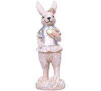Statuetta a forma di coniglietto in resina, altezza 20 cm, decorazione per | Materiale in resina, elegante finitura argento, dimensioni compatte 6 x 5 x 20 cm, per un posizionamento versatile dello