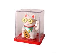 Statuetta a forma di gatto fortunato a energia solare, confezione da ornamento automatico che sventolava, movimento attivato dalla luce per buona fortuna, affascinante decorazione da scrivania per