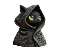 Statuetta a forma di gatto, misteriosa statua in resina con cappuccio per camera da letto, scaffale ornamentale con stile decorativo, scultura da tavolo per bagno, cucina, scrivania, armadio, comodino