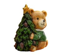 Statuetta a forma di orso di Natale, in resina, dipinta a mano, stile