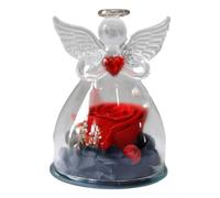 Statuetta a forma di rosa d'angelo, con rosa, angelo custode con rosa, regalo per donne, rosa conservata, regalo per matrimonio, anniversario, San