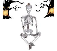 Statuetta a forma di scheletro per Halloween, a grandezza naturale | Statuetta scheletrata decorativa di Halloween per serate cinematografiche, feste di escape room, proprietari di casa