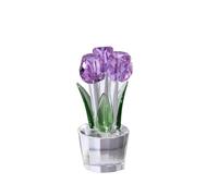 Statuetta a forma di tulipano in cristallo, decorazione per matrimonio, San Valentino, decorazione artistica floreale, romantica statua bouquet di tulipani (viola)