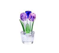 Statuetta a forma di tulipano in cristallo, ideale come regalo di nozze, decorazione per San Valentino, decorazione artistica floreale, romantica statua di bouquet di tulipani (viola, rosa, blu)