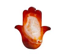 Statuetta a mano in agata rossa naturale con geode di cristallo, scultura realizzata a mano per protezione ed energia positiva 8A