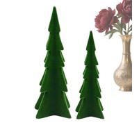 Statuetta Albero di Natale, Mini Ornamento in Resina Verde con Design Realistico, Set di 2 Piccole Decorazioni Invernali, Espositore Festivo per Casa Ufficio Appartamento Hotel, Soggiorno Camera da Le