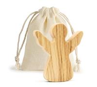 Statuetta Angelo Custode, Angelo in Legno d'Ulivo Fatto a Mano, Regalo Cristiano per Battesimo, Nascita, Prima Comunione, Cresima, Portafortuna per Esami, Famiglia e Amici