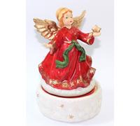 Statuetta Angelo Custode in Ceramica Carrillon Natalizio Statuina Cherubino