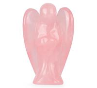 Statuetta Angelo Custode in Quarzo Rosa - Angelo in Quarzo Rosa in Cristallo - Regalo con Pietra Preziosa per Amore e Guarigione - Statuetta Reiki da 3,8 x 1 cm per Meditazione, Protezione ed Equilibr