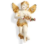 Statuetta Angelo Statuina Angioletto Rose Porcellana di Capodimonte da Appendere