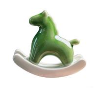 Statuetta artigianale in stile cavallo a dondolo per decorazione della casa progettata per portare un tocco classico e accogliente a qualsiasi stanza con la sua costruzione robusta (verde (cracker di