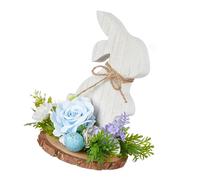 Statuetta artistica in legno con coniglietti pasquali per gli appassionati di artigianato e decorazione pasquale