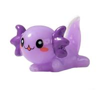 Statuetta Axolotl compatibile con acquario, in resina, per mini ornamento con effetto fosforescente e linguaggio dei cartoni animati spensierato, viola