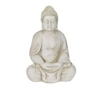 Statuetta beige del buddha seduto 70 cm Scultura zen in resina 7,5 kg resistente