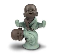 Statuetta Bonzes Saute-Mouton - Decorazione Zen'Light e Feng Shui - per creare un'atmosfera rilassante e spirituale - idea regalo portafortuna, altezza: 12 cm, colore: verde e marrone
