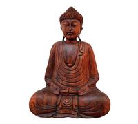Statuetta Buddha meditazione scultura legno suar