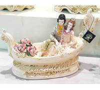 Orologio da tavolo mensola in Porcellana Capodimonte fiori foglia argento nuovo