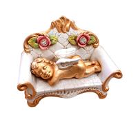 Statuetta Cherubino Porcellana Capodimonte Statuina Angelo sul Divano Statuette