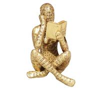 Statuetta da donna che legge in oro, statua pensatrice per la decorazione domestica, sculture estetiche astratte moderne in resina, piccola statua d'arte dorata per mensola, soggiorno, sala da pranzo,