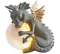 Statuetta da giardino con drago meditato con diversi aspetti, ornamento in resina, regalo fortunato per decorazione da giardino all'aperto, altezza 16 cm (drago uminoso (solare))
