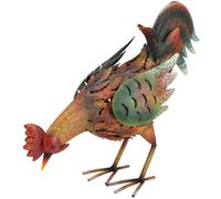 Statuetta da giardino in metallo raffigurante un gallo, 32 cm.