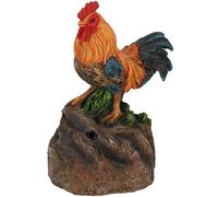 Statuetta da giardino raffigurante un gallo che canta.