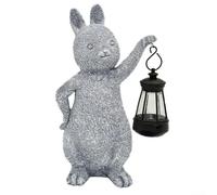 Statuetta da giardino solare in resina a forma di coniglietto | La statuetta a LED a forma di coniglietto si alza automaticamente al crepuscolo per spazi esterni.