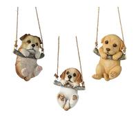 Statuetta decorativa a forma di cagnolino con altalena, 15 cm, in ceramica, 1 pezzo assortito, per appendere il cane e il giardino, decorazione per la casa