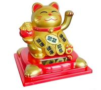 Statuetta decorativa a forma di gatto fortunato a energia solare che porta allegria a qualsiasi spazio (oro)