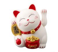 Statuetta decorativa a forma di gatto portafortuna che agita le braccia per attirare fortuna e felicità, colore: bianco