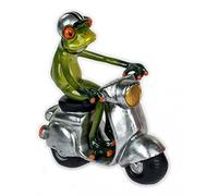 Statuetta decorativa a forma di rana ~ uomo su scooter ~ Statuetta decorativa a forma di rana