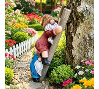 Statuetta decorativa da nano, design divertente con scala da arrampicata, realizzata in resina, adatta per decorazioni esterne, perfetta per giardino, prato e portico, anche un ottimo regalo per la Fe