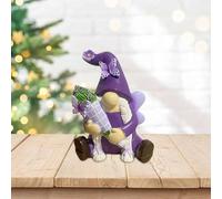 Statuetta Decorativa da scrivania - Statua Artistica, Statua Decorativa di Un Nano, Ornamenti da Giardino in Resina Primaverile a Forma di Nano, Decorazione Primaverile Viola Chiaro per Interni ed es