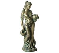Statuetta decorativa in ferro a forma di donna con anfora verde Trypolis