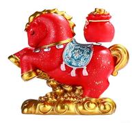 Statuetta decorativa in resina a forma di cavallo portafortuna cinese per ZODIALE, decorazione per scrivania, auto, cruscotto, casa, ufficio, simbolo della fortuna, dipinto a mano, 7 x 8 cm (fortuna