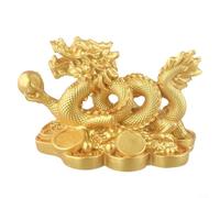 Statuetta decorativa in resina a forma di drago, Feng Shui, per casa, ufficio, camera da letto, simbolo della fortuna nel 2024 (oro)