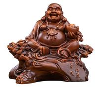 Statuetta del Buddha Che Ride, Grandi Ornamenti Feng Shui, Dio Maitreya della ricchezza con Scultura Yuan Bao, attira ricchezza e buona Fortuna, Marrone