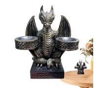 Statuetta del drago, scultura del drago | Figure di drago seduto con doppio supporto per palla - Decorazione per la casa del drago, statue di drago per la decorazione della stanza, chiavi
