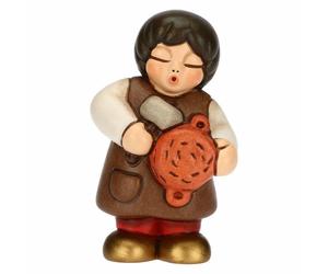 Statuetta del venditore di pentole del presepe classico Thun rosso