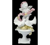 Statuetta di angelo con rose e piccioni, 14 cm, decorazione angelica bianca