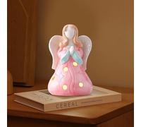 Statuetta di angelo in preghiera con luce LED, illuminata, angelo custode in ceramica, luce notturna per bambini, regalo per donne, decorazione per il giorno del Ringraziamento, Natale, decorazione