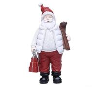 Statuetta di Babbo Natale in resina, ornamento natalizio, decorazione per le vacanze, dipinta a mano, da collezione, decorazione per la casa invernale, 20 x 9 x 6 cm (D)