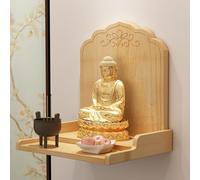 Statuetta di Buddha da parete, tavolo da altare buddista in legno per incenso, dio della ricchezza e armadietto Guanyin, decorazione spirituale per la casa, esposizione di nicchia per meditazione