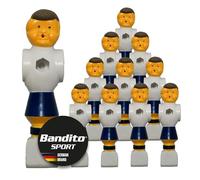 Statuetta di calcio Champion, 2 colori, universale, adatta per tutte le aste da tavolo con diametro di 16 mm, superficie scanalata, robusta, set da 11 pezzi, rosso e blu (blu)