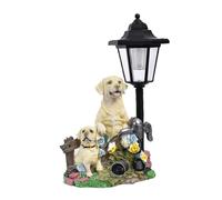 Statuetta di cane in resina scultura lampada solare per patio e balcone giardino statua d'arte decorazione animale decorativo post luce ad energia solare ornamento