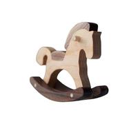 Statuetta di cavallo a dondolo in legno - paesaggistici in miniatura | cavallo a dondolo in legno, per casa, cameretta dei bambini, ufficio, scrivania, davanzale, comodino, casa