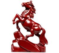Statuetta di cavallo in legno, statua di cavallo rosso per il Capodanno cinese 2026 per decorazioni Feng Shui, scultura di animali dello zodiaco che attira ricchezza e buona fortuna per l'arredamento