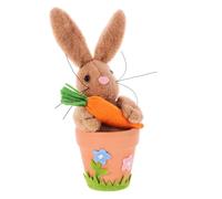 Statuetta di coniglietto pasquale seduto in vaso con statua di coniglio
